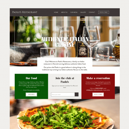 Paolo's Italian Restaurant website design